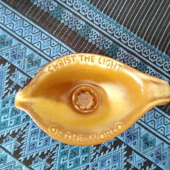 Frankoma Oral Roberts 1971 Christ the Light Vintage Pottery Candleholder - Picture 6 of 7